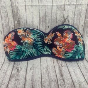 Victorias Secret PINK Padded floral Lace bandeau Bralette Bra Blue Size Small S
